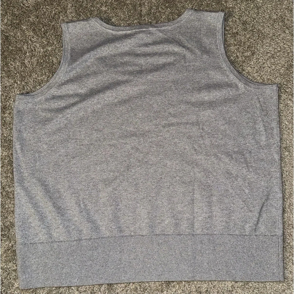 NWT TALBOTS Plus Petite 2XP Silver Shimmer‎ Career Sweater Vest Sleeveless Top